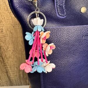 Leather Flower Purse Charm Genuine Leather Bag Charm NEW FAST SHIP